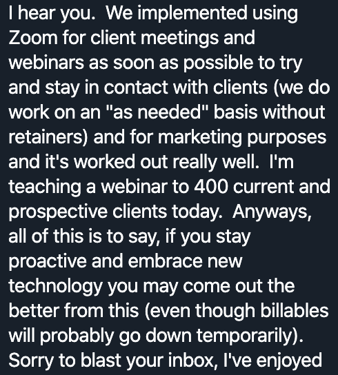 From a DM an attorney sent me a bit ago. Smart lawyers are adapting and adopting technology *quickly*.