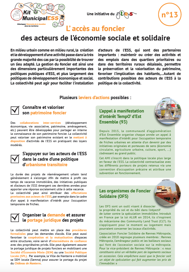 ReseauRTES's tweet photo. 📝 Découvrez deux nouvelles fiches du kit #MunicipalESS du @ReseauRTES :
n°1⃣3⃣ - l'accès au foncier des acteurs de l'#ESS
n°1⃣4⃣ - #ESS &amp; transition énergétique 👉 https://t.co/ofOgNErKaY https://t.co/sV77nG2vFk