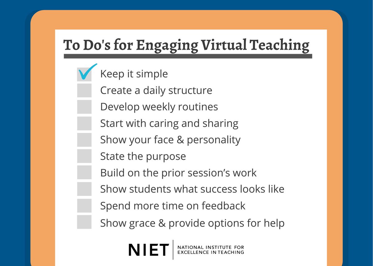 McQueenCandice's tweet photo. New on our blog: a simple list of do’s, and a few dont’s, to help in planning #remotelearning for students of all ages. #1 on the list: keep it simple. Less is more right now: https://t.co/tZD4FtWFDh https://t.co/lnH9jldlok