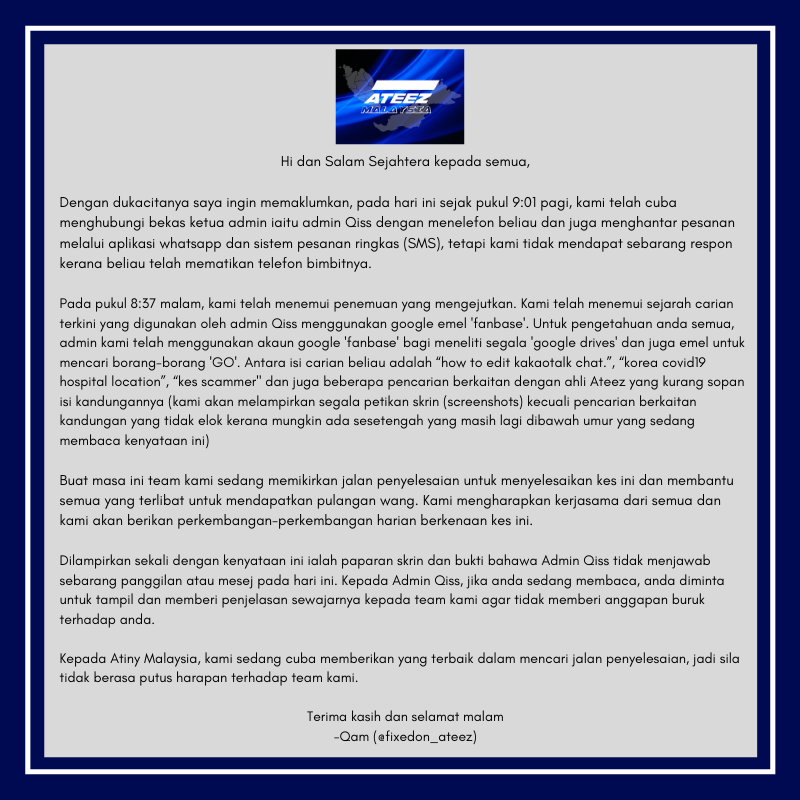 Ateezmalaysia On Twitter Every Notice We Ve Made Are After Carefully Discussing On Actions To Be Taken And To Keep Our Promise In Trying To Get A Solution To This Problem As Well