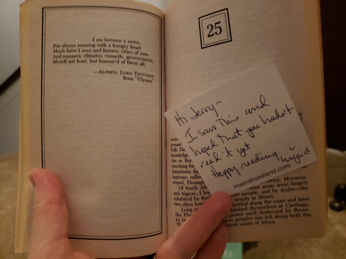ArchCityPoet's tweet photo. #FoundNote #Mystery in a used book from @ThriftBooks. Who is Jerry? Who is Ingrid? Was Ingrid right? Did Jerry enjoy the read? What is @Maersk's play in all this? #AmReading #IndieBookshop ππ https://t.co/YIN73wEdFv