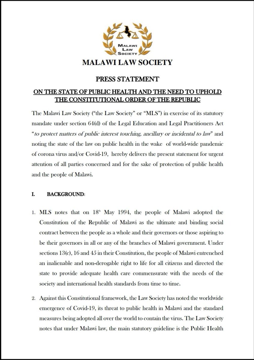 PRESS STATEMENT ON THE STATE OF PUBLIC HEALTH AND THE NEED TO UPHOLD THE CONSTITUTIONAL ORDER OF THE REPUBLIC