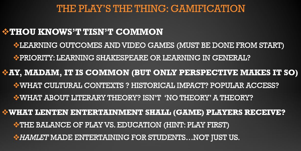 7/7 We weighed in-game text’s effect on pedagogy and ‘steering’ interpretations, inadvertently imparting critical theory. Old or modern English? Voice or text narration? Future Research: student actions in-game as a form of writing. @KevinLaGrandeur