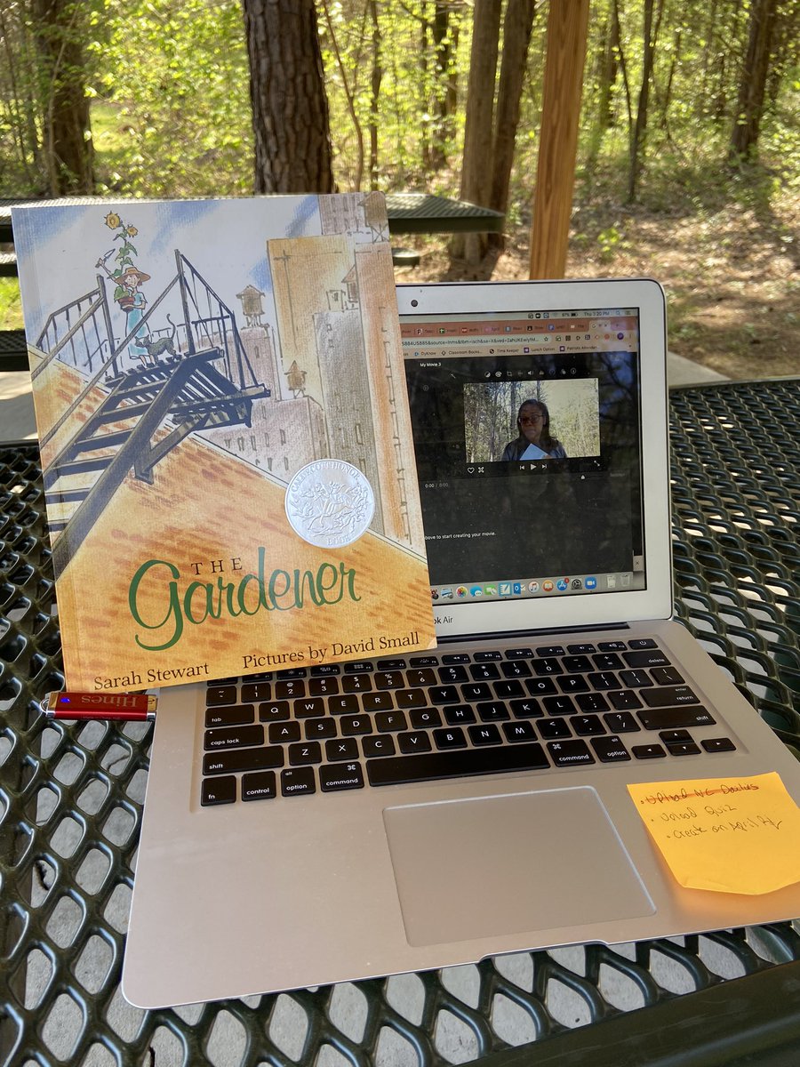 studentofedu's tweet photo. I decided to record my first read aloud at the park, today. It doesn’t replace my love ❤️ of reading to them in person, but I pray they enjoy it on Monday. #4thgradeteacher #digitallearning #patriotsstem #pharrmillpark #missmyscholars https://t.co/RNN9armPnD