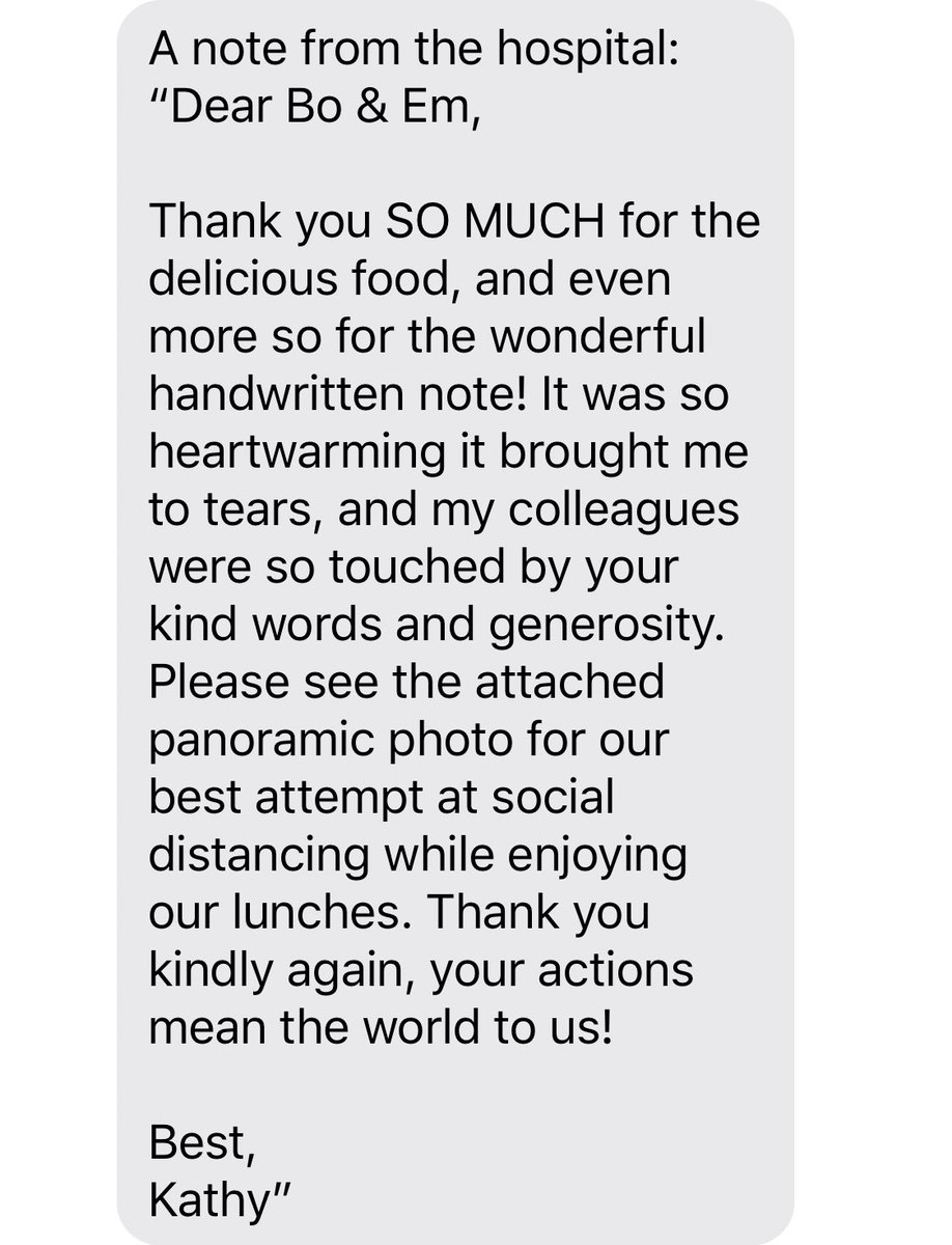 A picture &amp; note we got back from the #COVID19 team at NYC Bellevue hospital 😭♥️

Many of us may feel helpless right now while staying inside. Writing letters of gratitude to our heroes is one small thing we can do to help.

📮: Mimi Cheng’s
380 Broome St.
NY, NY 10013