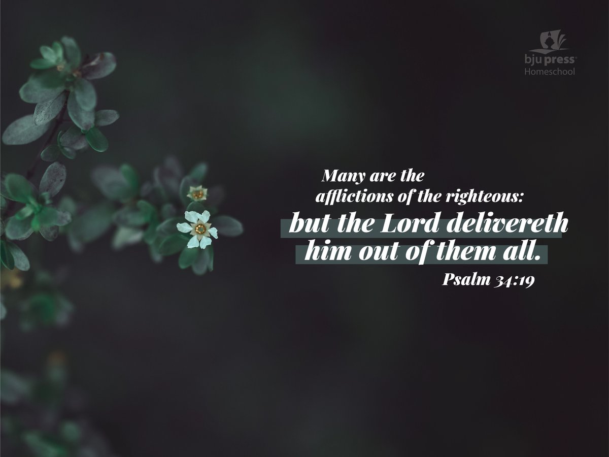 bjuphomeschool's tweet image. Trust in your deliverer no matter what trials you face today!⁠
Our April wallpaper is now available! This month's wallpaper features Psalm 34:19.⁠

Visit our website to get your wallpaper today! 

#BJUPressHomeschool #wallpaper