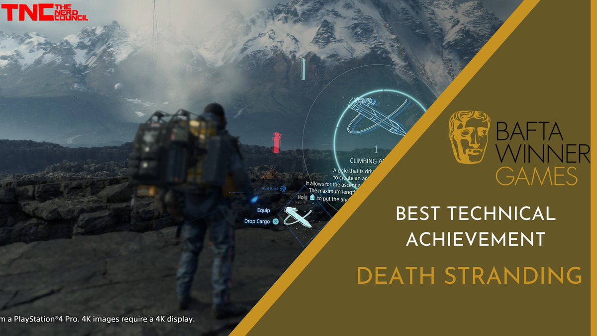  #BAFTAGames  Winner: Best Technical Achievement - Death Stranding