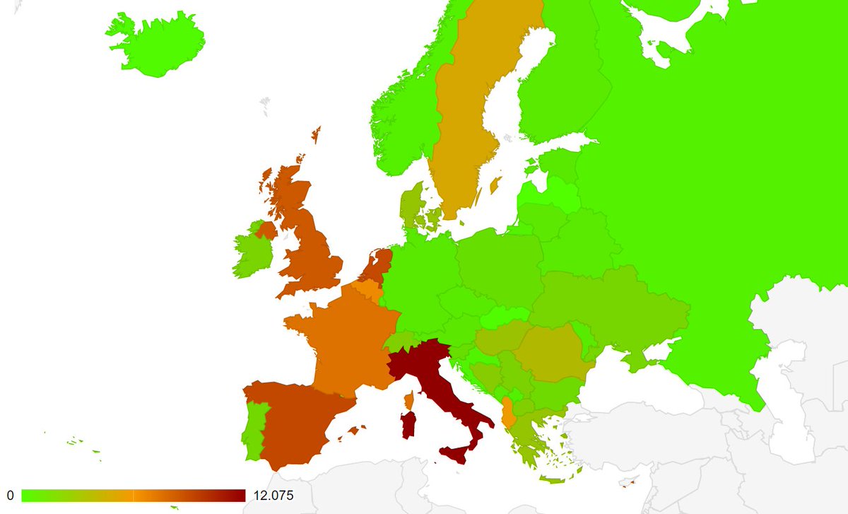 Interactive COVID-19 death rate (CFR%) maps that get updated automatically via the cloud whenever I update my spreadsheet with new data:World map: https://docs.google.com/spreadsheets/d/e/2PACX-1vRTMZmmNigx4xFaaFvTSTbhw_Kv6iVJC9BezO71IDto0Lr3z3-DcufPO8M6zvSGnIdgOhYDVmzbo_K8/pubchart?oid=359876367&format=interactiveEurope: https://docs.google.com/spreadsheets/d/e/2PACX-1vRTMZmmNigx4xFaaFvTSTbhw_Kv6iVJC9BezO71IDto0Lr3z3-DcufPO8M6zvSGnIdgOhYDVmzbo_K8/pubchart?oid=38198778&format=interactiveAsia: https://docs.google.com/spreadsheets/d/e/2PACX-1vRTMZmmNigx4xFaaFvTSTbhw_Kv6iVJC9BezO71IDto0Lr3z3-DcufPO8M6zvSGnIdgOhYDVmzbo_K8/pubchart?oid=1790428823&format=interactiveSouth America: https://docs.google.com/spreadsheets/d/e/2PACX-1vRTMZmmNigx4xFaaFvTSTbhw_Kv6iVJC9BezO71IDto0Lr3z3-DcufPO8M6zvSGnIdgOhYDVmzbo_K8/pubchart?oid=1578408634&format=interactiveEnjoy.