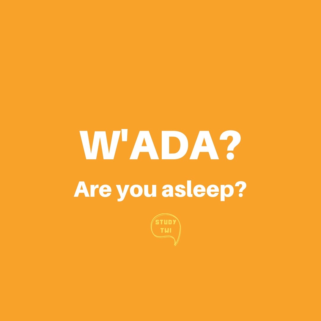 study_twi's tweet photo. W'ada?😴🛌
Meaning: Are you asleep?
🗣Pronunciation: Wah-dah
⚠️ W'ada is a contraction of 'wo ada' literally meaning "you asleep" where the "o" in "wo" (you) is completely dropped.
#studytwi #learntwi #twi #Ghana #accra #kumasi #language https://t.co/8vIMoplaVt