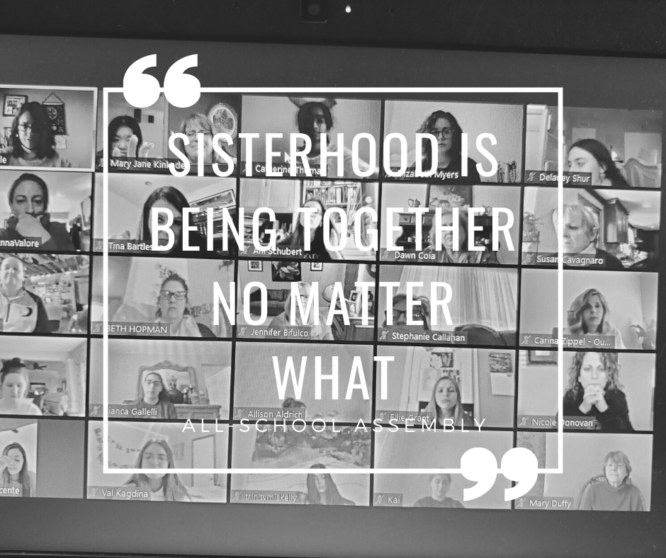OLMA_NJ's tweet photo. It takes more than a worldwide pandemic to dampen a Villager's spirit.  Today, OLMA held a virtual all-school assembly involving more than 250 people.  It rocked -- and was awesome to be together even if it was online.  #Sisterhood #OLMAOnline #OLMAStrong #CharitableChallenge https://t.co/znHGZ0zJZh