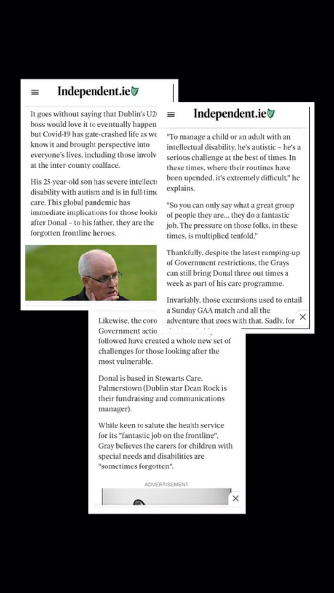 But on the flip side to all this, it can’t be understated how incredible a job the carers in Donals life have been doing these last few weeks to try keep him happy - a point made by my Dad in his interview in the independent today