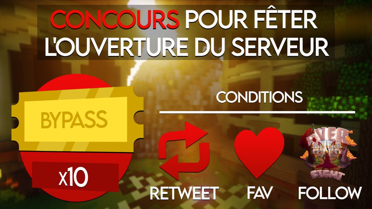 ⚠️CONCOURS POUR FÊTER L'OUVERTURE DU SERVEUR⚠️

🎁10 BYPASS FILE D'ATTENTE À GAGNER, IL SUFFIT SIMPLEMENT DE #RT, #FAV ET FOLLOW !