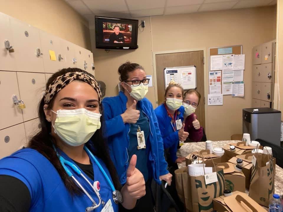 lynetteavery's tweet photo. HUGE Thanks to @Starbucks in Fort Pierce for the delivery of coffee today at @lawnwoodmed Med Surg 4th floor! Totally put a smile on our faces getting this today! #COVID19 #coronavirus #frontlineworkers #hospital #EssentialWorkers  #StayHomeSaveLives #ThankfulThursday https://t.co/qzbvCDXJmO