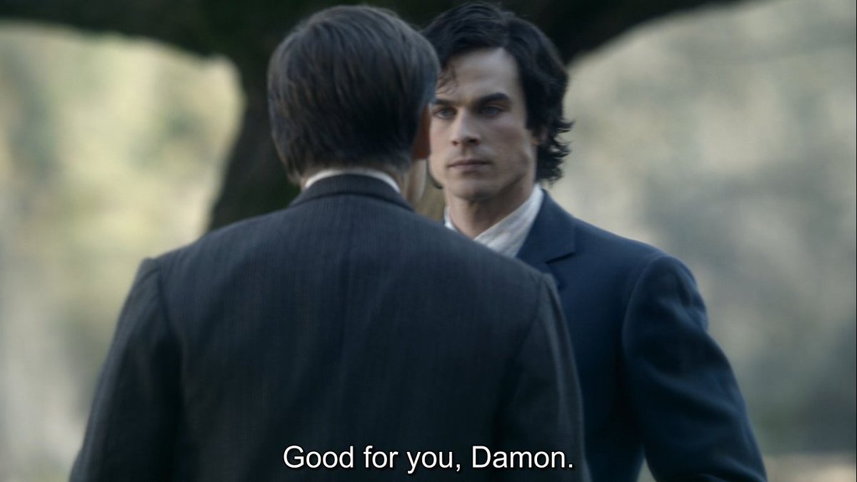 Damon prooobably deserved better than this. I mean, what did he do? Left athe army because he fell for a woman? Yeah, so disappointing. What a jerk.