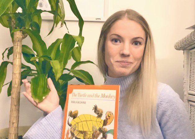 MissOBrien31's tweet photo. Even though I don’t have my kids in front of me who I miss dearly, I still make sure to focus on engagement in all aspects of eLearning! In this book, a turtle finds a banana tree. I was able to show my students a banana plant that I have at home! #21Learns #21EdBirds https://t.co/Sewb5jF4n8