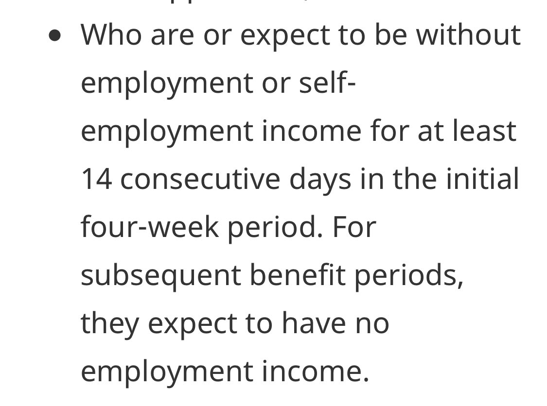 Also:The 14 day period requirement is still baffling. Ex: you may have been working on 3 gigs before mid March. Now you are down to one. It is not enough to pay yr bills. Does that mean you won’t qualify? Also your kids are home which really limits ability to look for new gigs.