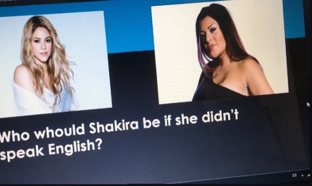 guaneenelrio's tweet image. Mi profesor de lingüística está haciendo esta comparación de hablar inglés, además está hablando sobre Shakira en el SuperBowl 🤓
#goodclass