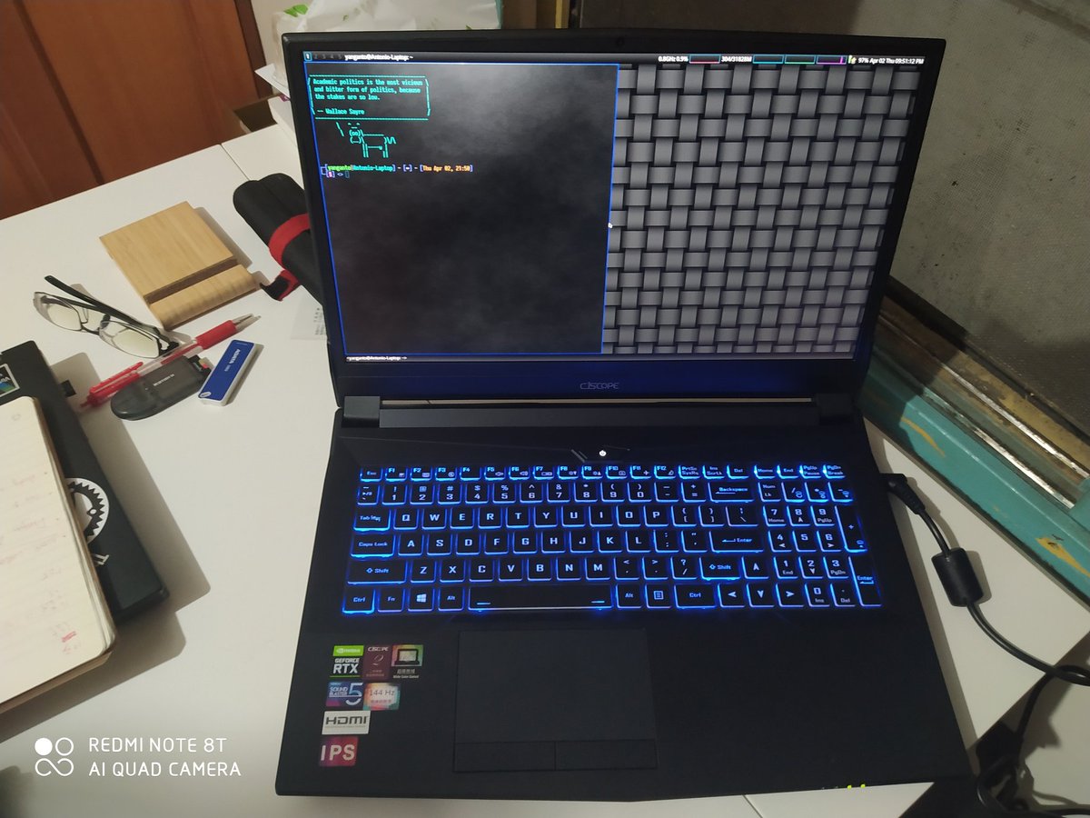 __yanganto__'s tweet photo. My new laptop with my customized logo and highlt customized desktop environment.  I love open source culture! https://t.co/YNu2wLof5J