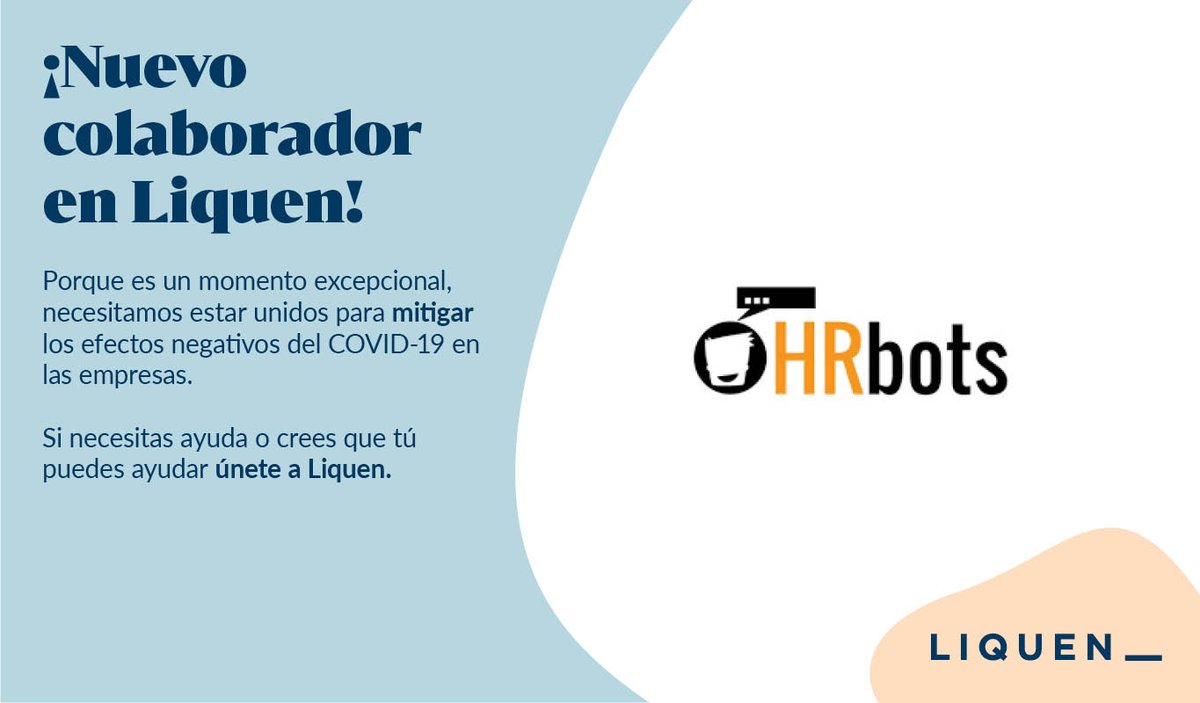Liquen_'s tweet photo. @HR_bots se suma al Ecosistema Liquen para ayudar a las empresas españolas a afrontar las dificultades del momento. Más información 👉 https://t.co/EBpMSzZ288 https://t.co/ygDWxbhB83