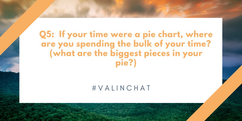 lorimcewen's tweet image. Q5: Where and how are you spending your time? See #valinchat Q5 below.