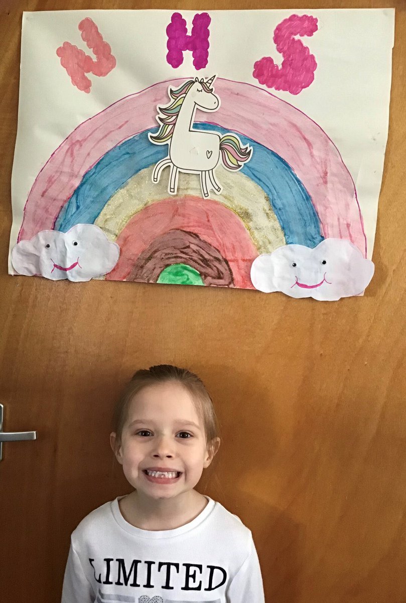 CarolineElsey's tweet photo. What fantastic rainbows from some of our youngest children - well done! #NHSheroes #nurturingden #rainbowsinwindows #KindnessMidlothian #proudheadteacher #missingthosesmiles https://t.co/WyDEZlvwB2