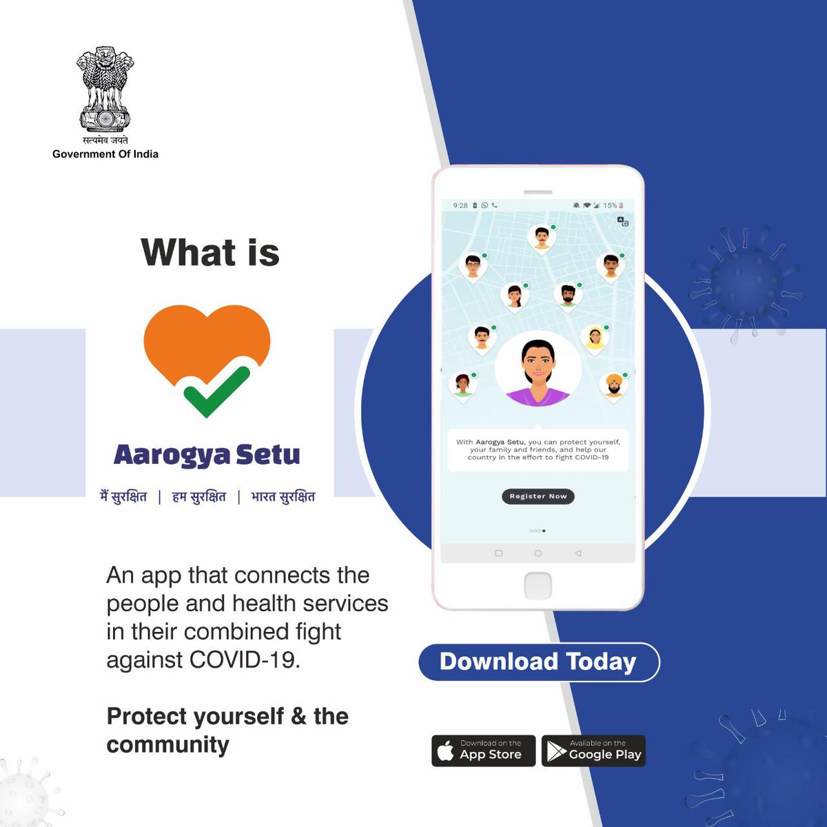 PiyushGoyal's tweet photo. Innovation to Fight COVID-19: Using cutting edge technology, a newly developed app, AarogyaSetu, will enable users to self assess the risk of catching Coronavirus, safeguarding the health &amp; well-being of all Indians. 

Download ⏬ https://t.co/OLR6AQGkCW

https://t.co/ftMwC2Kpqs https://t.co/AwRglUf0WZ