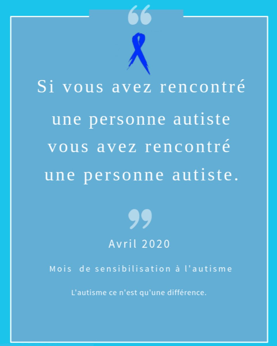 Avril est le mois de sensibilisation à l'autisme. Luciana, de l’école Gabrielle Roy, a mené la mission Réseau-Femmes pour Connecte du @CJFCB sur l'inclusion des personnes autistes et a réalisé ce beau visuel. Contribuez avec les mots clés: #TaDifférenceTaForce #TousEnBleu