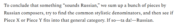 National identity most often comes up in discussions about how a piece of music "sounds." "This piece sounds American." "That piece sounds Russian." But what do we really mean by that? 3/