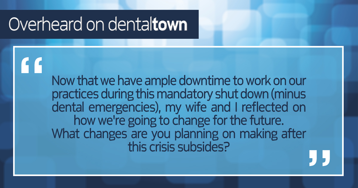 From extending your emergency funds to spending more time with family, this #pandemic is teaching us what's important and how we can better prepare for the future.
See what this Townie plans to change after the crisis is over here: dentaltown.com/messageboard/t…