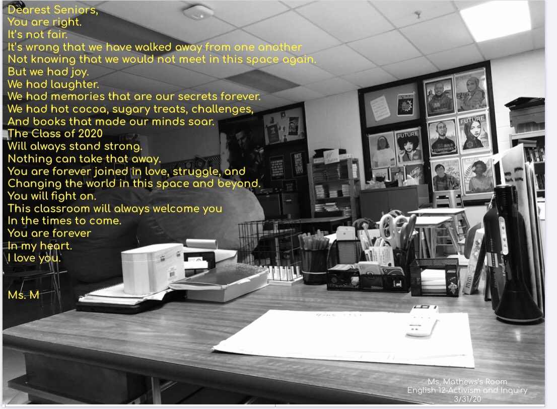 JessycaMathews's tweet photo. To the Class of 2020,
You’ve got this. 
I believe in you.
I love you. https://t.co/Fg8jcn1nhm