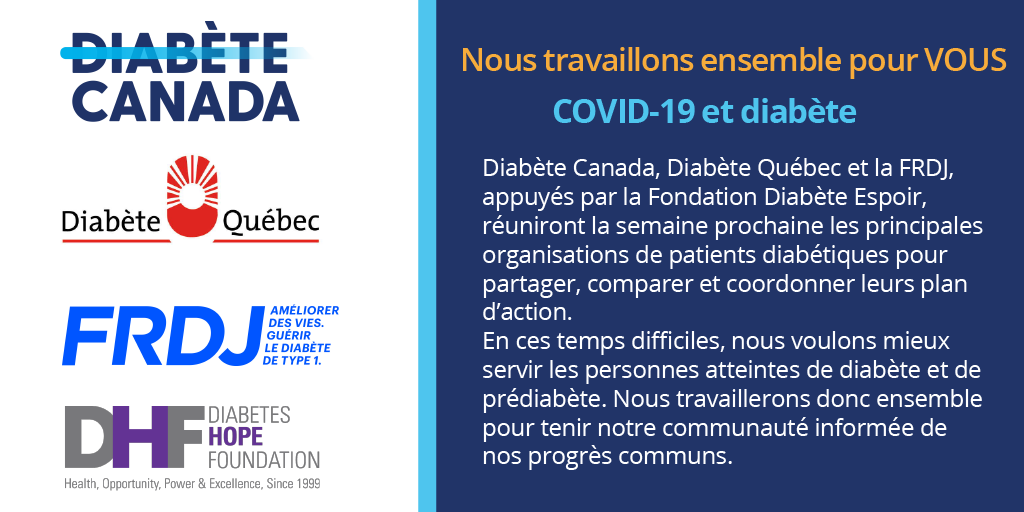 DiabetesCanada's tweet photo. Diabète Canada, @DiabeteQuebec et la @FRDJQuebec, appuyés par la @DiabetesHopeFDN, réuniront la semaine prochaine les principales organisations de patients diabétiques pour partager, comparer et coordonner leurs plan d’action. https://t.co/IGhVojkYqa