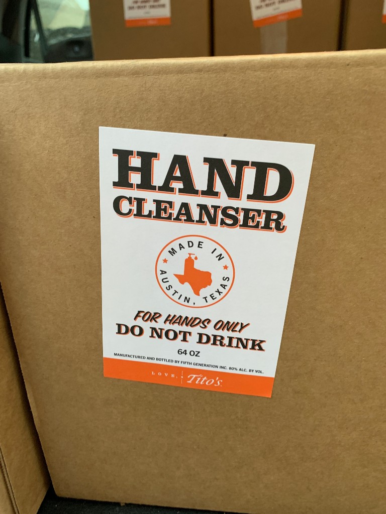 DellMedSchool's tweet photo. Thank you @TitosVodka for donating hand sanitizer to @uthealthaustin and supporting our clinical practice as they care for the community! https://t.co/tsieGAazzl