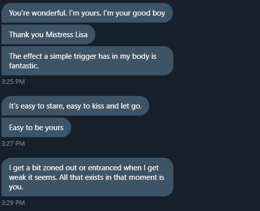 backup__lisa's tweet photo. I'll take you to the point where one simple trigger from me is all you need.

All you need to start feeling that warm, arousing bliss once again.

All you need to let worries and cares fade away.

All you need to let go.

All you need.

@CatFishFindomRT https://t.co/N72J6cIEjv