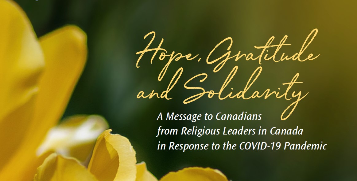 Various religious leaders from across Canada have released a joint message of hope during the #COVID19 pandemic. During these difficult times, may find hope in our respective beliefs &amp; be united in solidarity to one another! See it our website: bit.ly/2w6pwh5