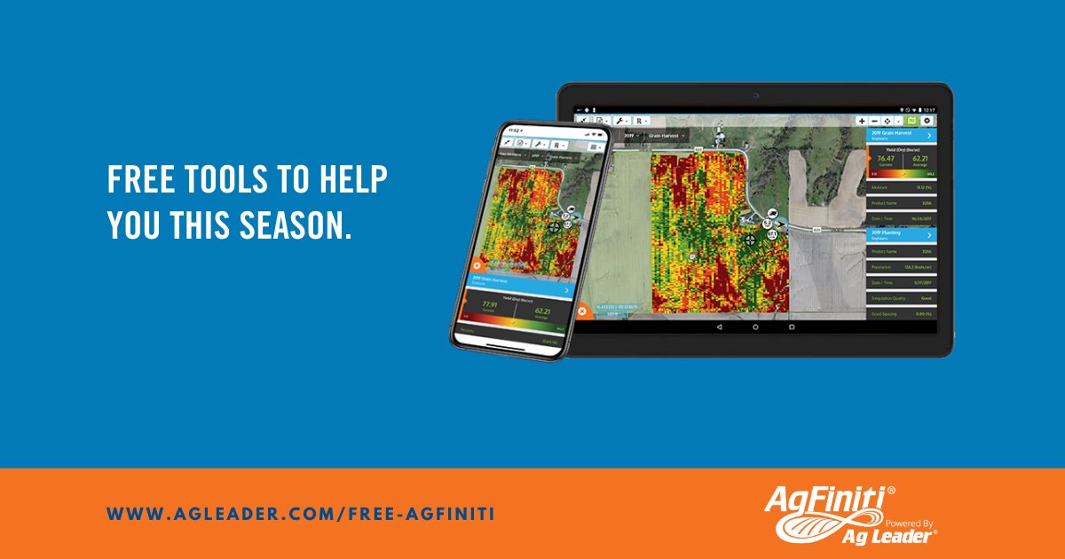 To support you in the field during this time of crisis, we’re offering customers FREE AgFiniti for 90 days. Learn more at: agleader.com/free-agfiniti/ #Covid19 #AgTwitter #plant20