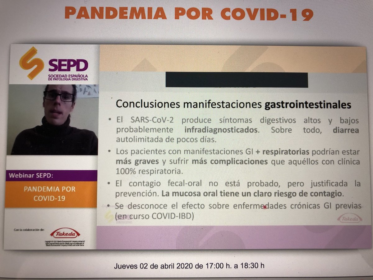 pparadav's tweet photo. Manifestaciones gastrointestinales y hepáticas por #COVID19, @sepdigestiva #WebinarSEPD https://t.co/9Yv5OBsdw4