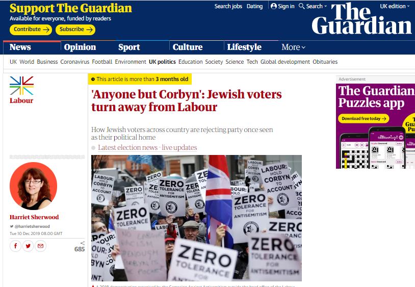 On Corbyn's last day, a reminder of how The Guardian helped the establishment ensure his defeat. It specialised in the anti-semitism smear, with dozens of articles, relentlessly. These 4 were all in the week leading up to the 12 December 2019 election.