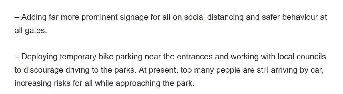 Work with the councils bordering the park to improve temporary bike parking, and to improve how we inform people of changes and rules