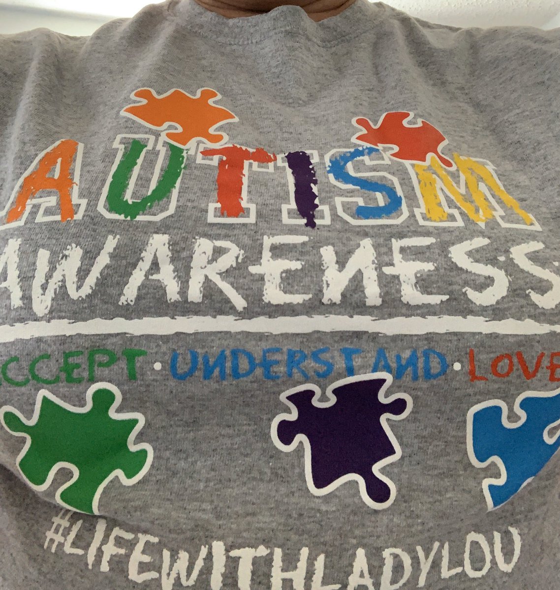 Wearing my shirt for World Autism Day #LightItUpBlue  #ablenotdisabled  #collsedu #bekind