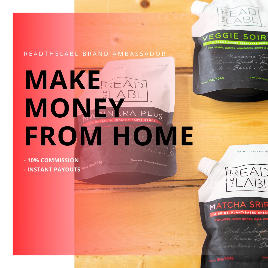 ReadtheLabl's tweet image. Need to make money while social distancing?? Earn 10% commission as a ReadtheLabl Ambassador! Get Paid for referring our products to friends &amp;amp; family. 

Learn more! bit.ly/RTLAmbassador

- Instant Payouts
- 10% commission on all orders placed through your link