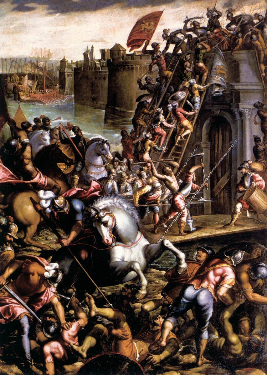 The Venetians, always alert to an opportunity for profit, dragooned the French knights into helping them gain spoils equal to what they owed. First they sacked the city of Zara, a rebellious Dalmatian vassal, then set sail for Constantinople accompanied by special passenger.