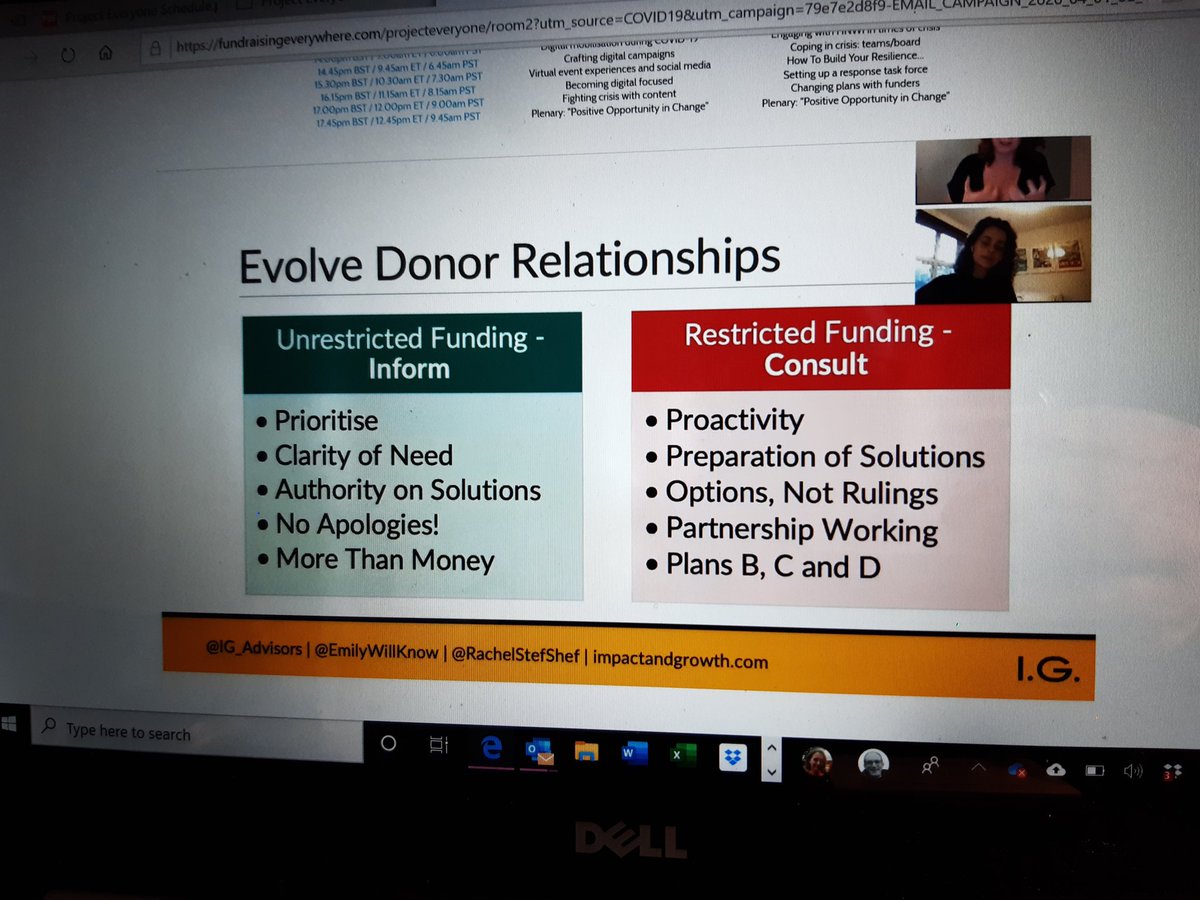 Define your ideal strategy. Good point about ensuring collaboration and not reinventing the wheel.Evolve donor relationships. Again note the distinction between restricted and unrestricted funders.  #FundraisingEverywhere