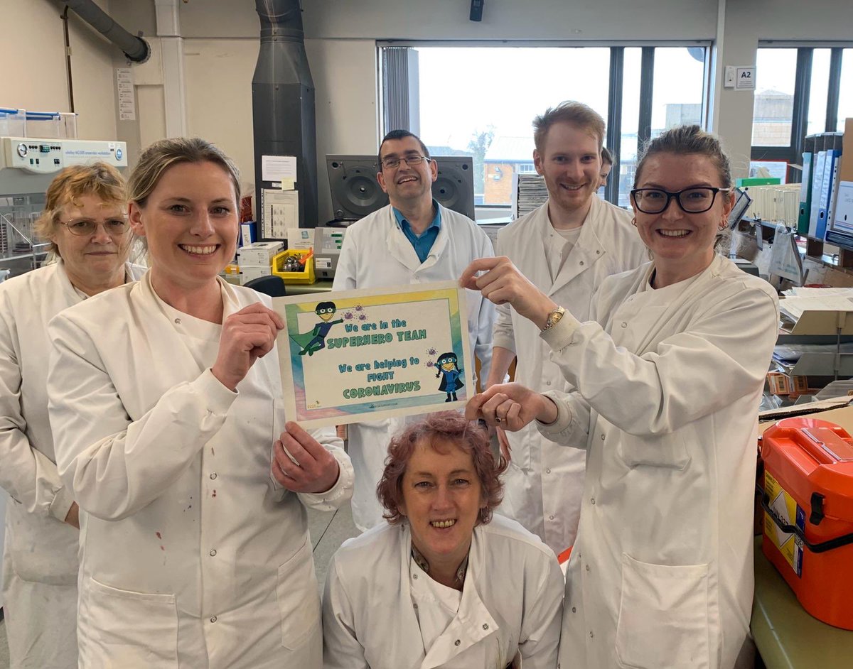 ZoMidge's tweet image. Here are some of the amazing microbiology team at RLI. Our trust has been leading the way and testing staff and patients for weeks. We had drive through testing 2 weeks before the media reported it as a new concept. #leadingtheway @UHMBT_Pathology @IBMScience @aaroncumminsNHS