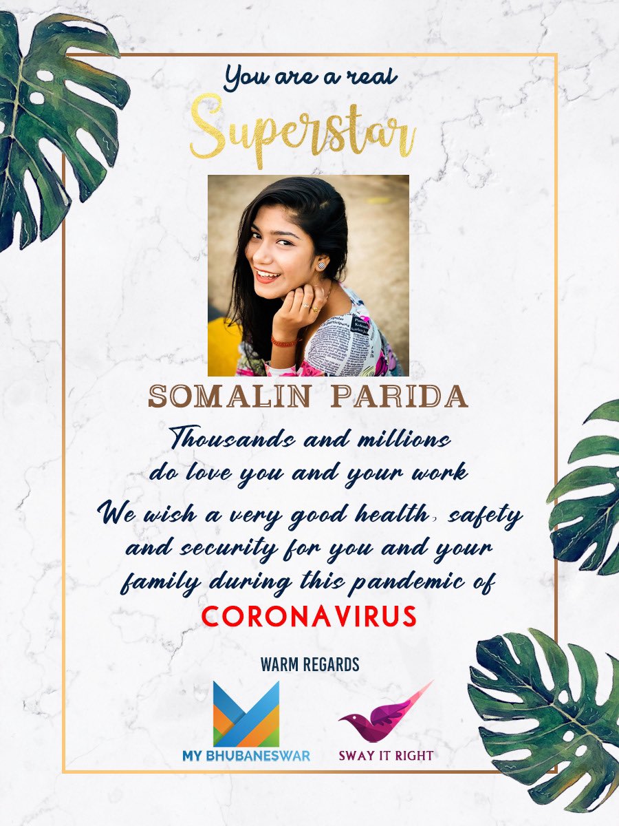 ❤Somalin Parida😍 (@somalinp) on Twitter photo Please stay back home and be safe,I am passing this to my fans & followers to stay back home and fight this covid-19 pandemic.
.
.
Lots of love and good wishes for you and your family - Stay fit and healthy.♥️
.
.
Warm regards
<a href="/SomalinP/">❤Somalin Parida😍</a>
<a href="/narendramodi/">Narendra Modi</a>
<a href="/BSCL_BBSR/">Smart Bhubaneswar</a> Please stay back home and be safe,I am passing this to my fans & followers to stay back home and fight this covid-19 pandemic.
.
.
Lots of love and good wishes for you and your family - Stay fit and healthy.♥️
.
.
Warm regards
<a href="/SomalinP/">❤Somalin Parida😍</a>
<a href="/narendramodi/">Narendra Modi</a>
<a href="/BSCL_BBSR/">Smart Bhubaneswar</a>