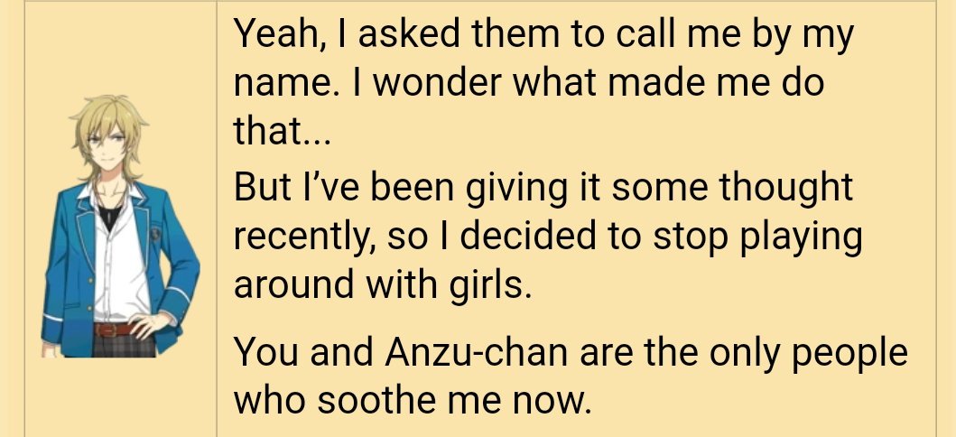 kaoru's always like i wonder why when it's other dudes i hate it but if it's kanata i'm completely fine with it! i wonder why!