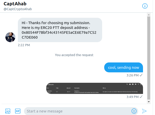 austerity_sucks's tweet photo. 25 FTT sent. apparently @FTX_Official does an internal transfer if you withdraw to an address associated with a user's account so thats why no txid is provided. https://t.co/o8Jcx5bImq
