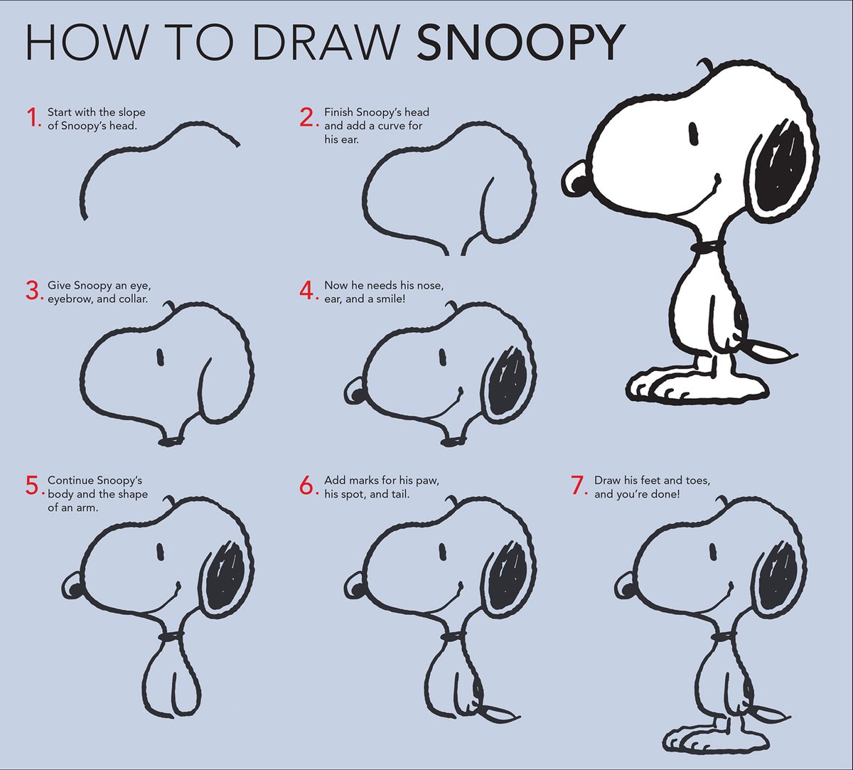 ✏️Get your pencils out and learn to draw the World's Most Famous Beagle with this step-by-step guide. Whether writing his next novel or redecorating his doghouse, Snoopy is ready for you to put him into your own creations! 🐾 Share your drawings by tagging @schulzmuseum!⁠