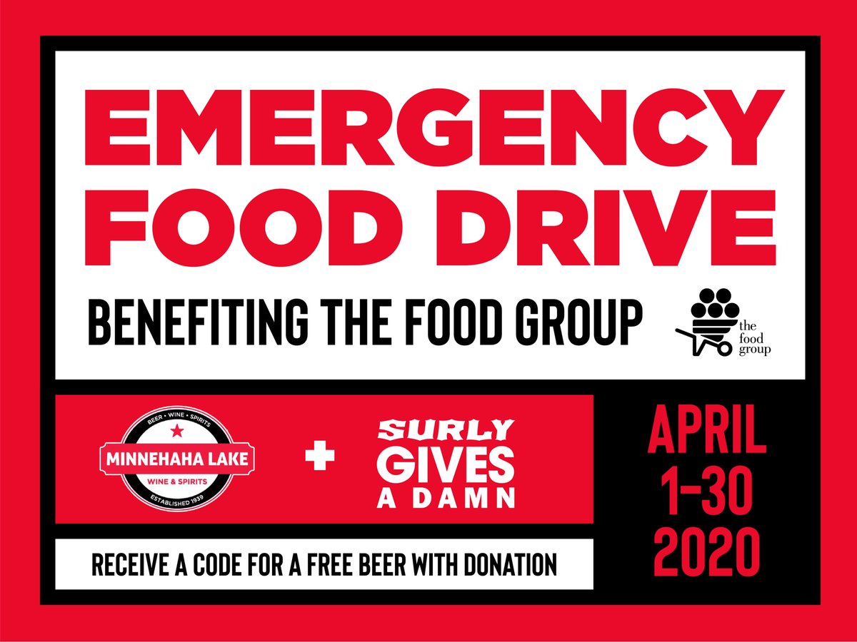 We are proud to have partnered with <a href="/surlybrewing/">surlybrewing</a>, <a href="/SurlyGivesADamn/">Surly Gives A Damn</a> and <a href="/TheFoodGroupMN/">The Food Group</a>  on this Emergency Food Drive throughout the month of April. It's so easy to make a big difference in our community. 

Get more details here: fal.cn/37njq