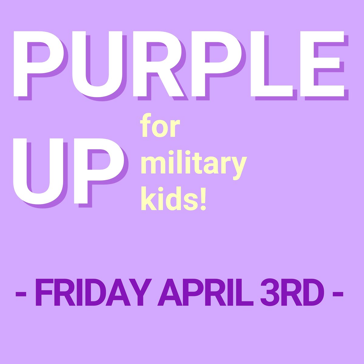 April is Military Child Month so we would like to honor these children by wearing purple tomorrow!!! Send us your pictures💜🤍