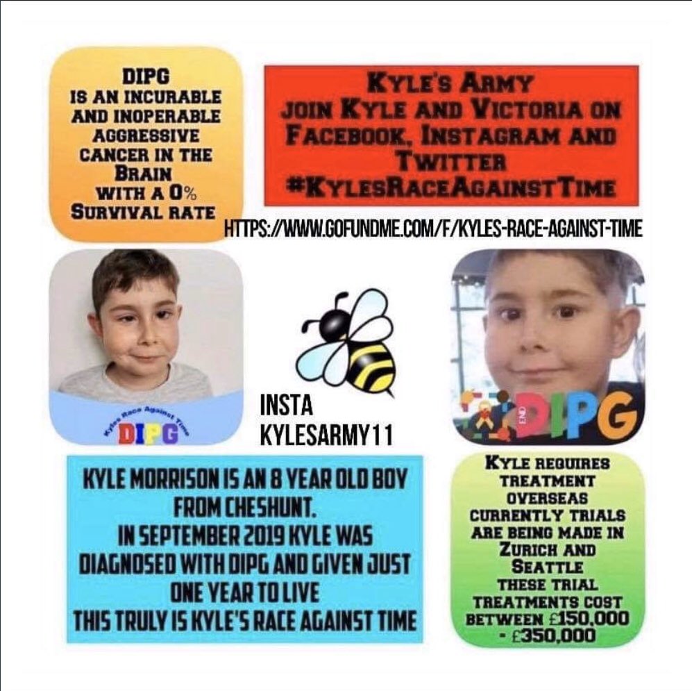 DebbieEpsly's tweet image. We are all concerned about the #COVID19 but Kyle from Cheshunt, has #DIPG, which is a death sentence unless he gets overseas treatment within 6 months 
@rickastley 
Time is running out, please RETWEET to help is raise awareness.

Please sign this petition.parliament.uk/petitions/3000…